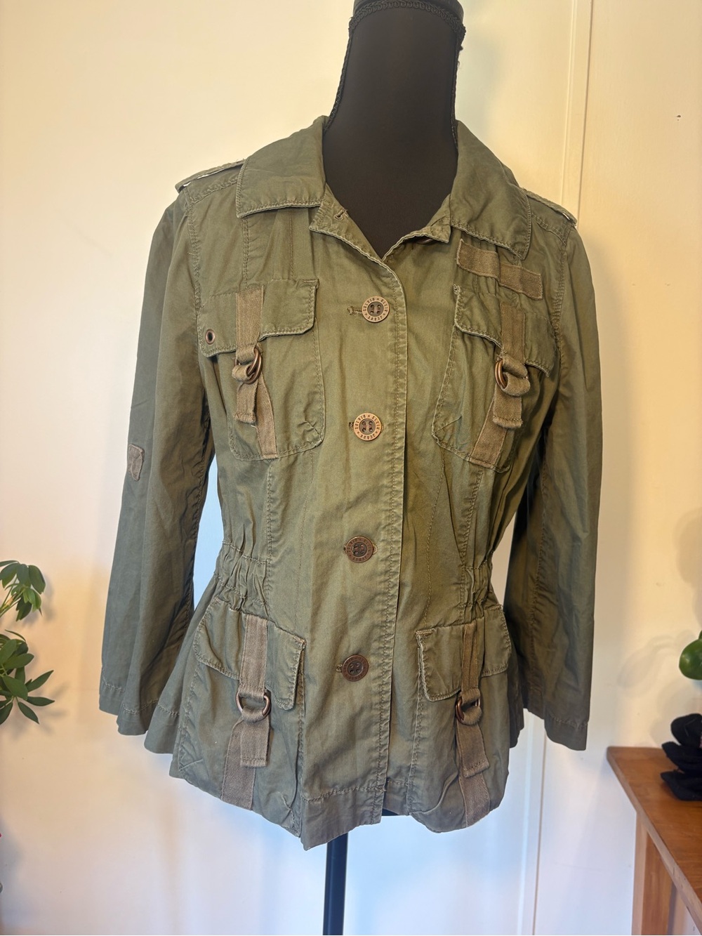 Calvin Klein Jeans Olive Utility Jacket with Drawstring Waist